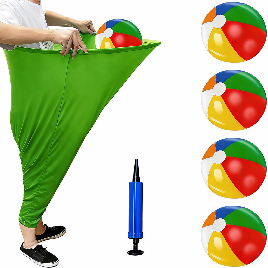 Granny Pants Gartenspiel-Set, Outdoor-Partyspiel mit 4 Hüpfbällen und 1 Pumpe, Team-Staffelspiel für