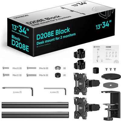 ONKRON Monitor Halterung 2 Monitore/Monitor Arm 2 Monitore 13-34 Zoll schwenkbar & neigbar 8kg (x2)