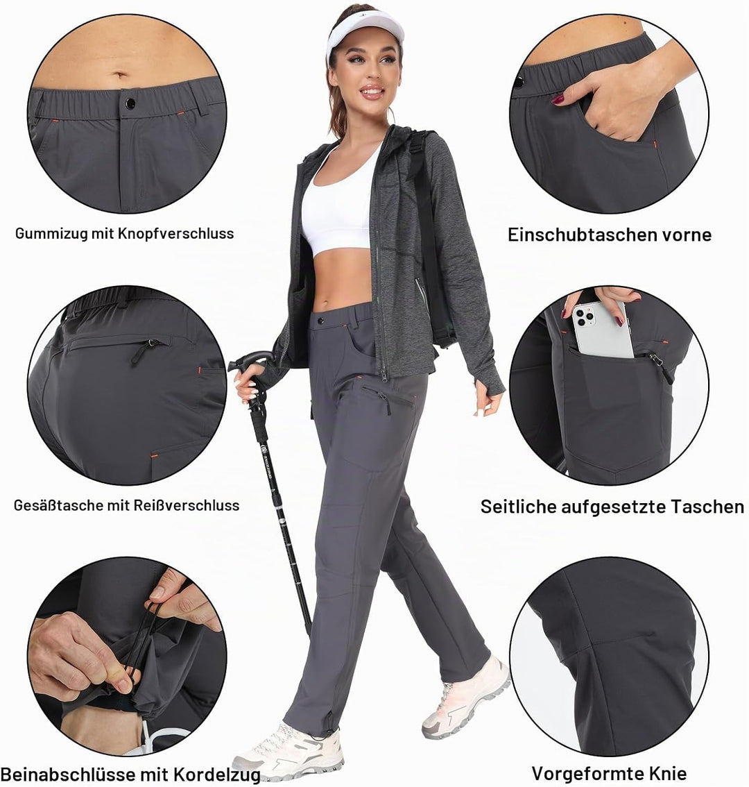 GymBrave Wanderhose Damen 3/4 Trekkinghose Stretch Leiche schnell trocknend Cargo Caprihose Sommer O