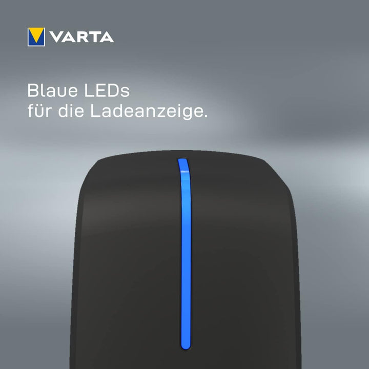VARTA Akku Ladegerät, inkl. 2X AA 2100mAh, Batterieladegerät für wiederaufladbare Batterien, lädt 2