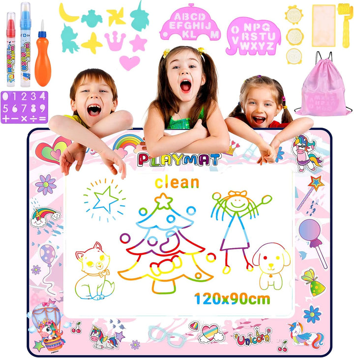 Nabance Malmatte mit Wasserstift Wasser Matte Doodle 120 * 90cm Wassermalmatte Super Gross XXL Drawi