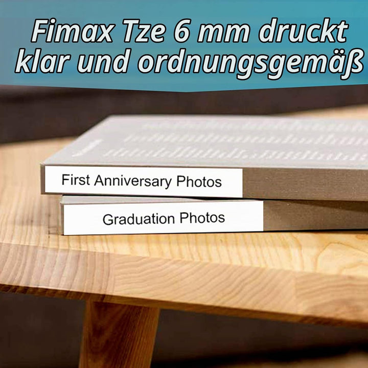 Fimax Kompatibel TZe Schriftband als Ersatz für Brother P-touch Bänder 6mm TZe-211 TZe211 TZ211 Etik