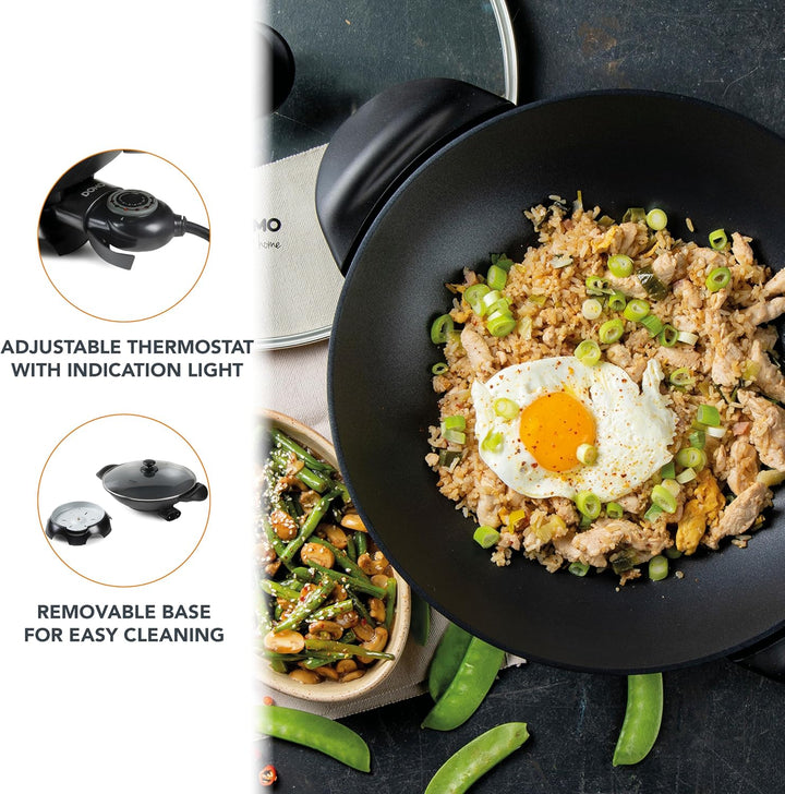 Domo DO-8708W DO8708W elektrischer Wok, Aluguss, 5 liters