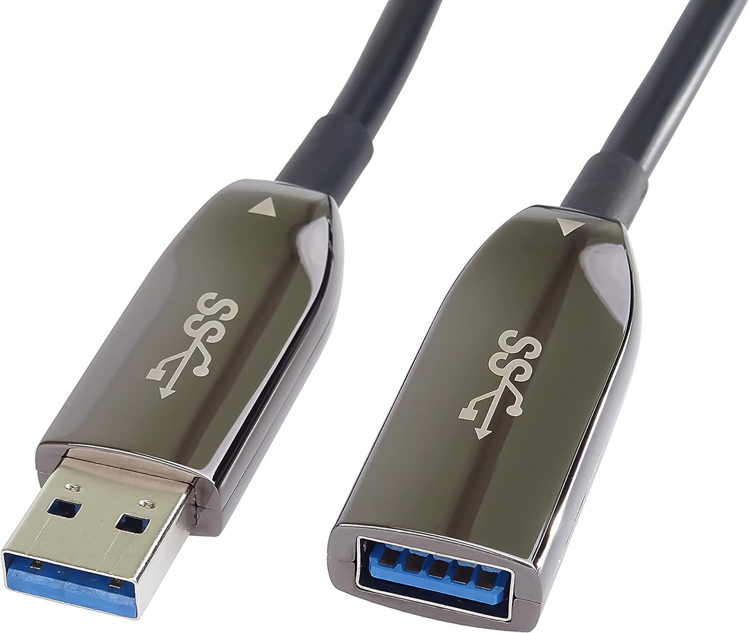 PremiumCord USB 3.0 Optisches Verlängerungskabel 50m (AOC), Glasfaser Kabel, Datenkabel SuperSpeed b