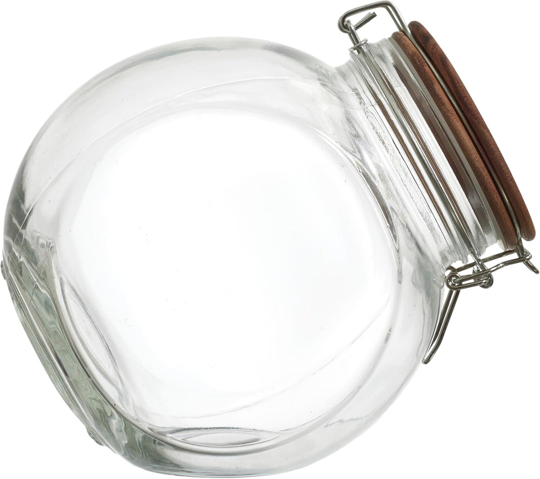 COOK CONCEPT, KA0367, Transparent Glass Storage jar with Acacia Cap, modern and elegant Design, airt