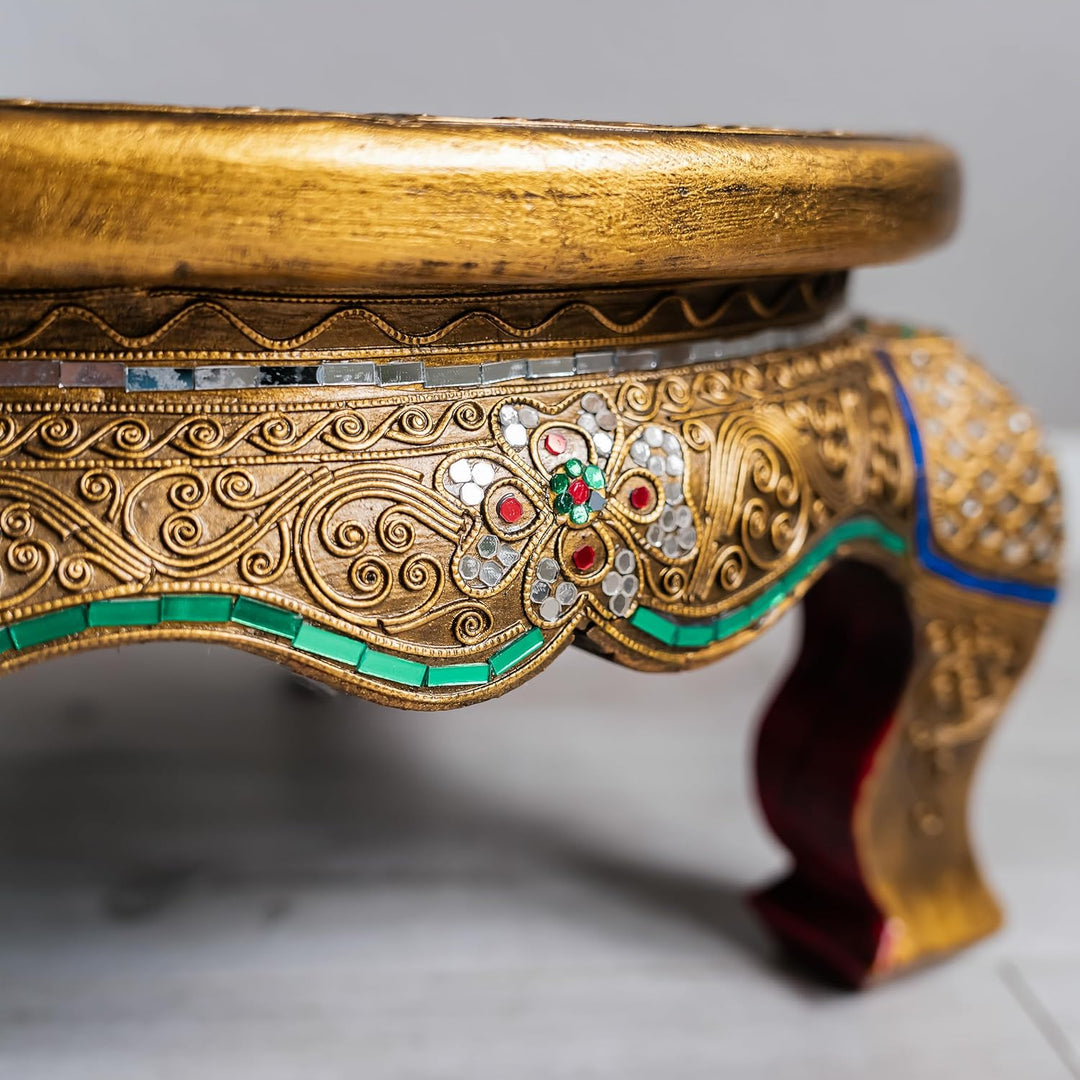 livasia Runder Opiumtisch, Beistelltisch, Glasmosaiktisch, Nachttisch, Hocker (grosser Tisch) 50cm D