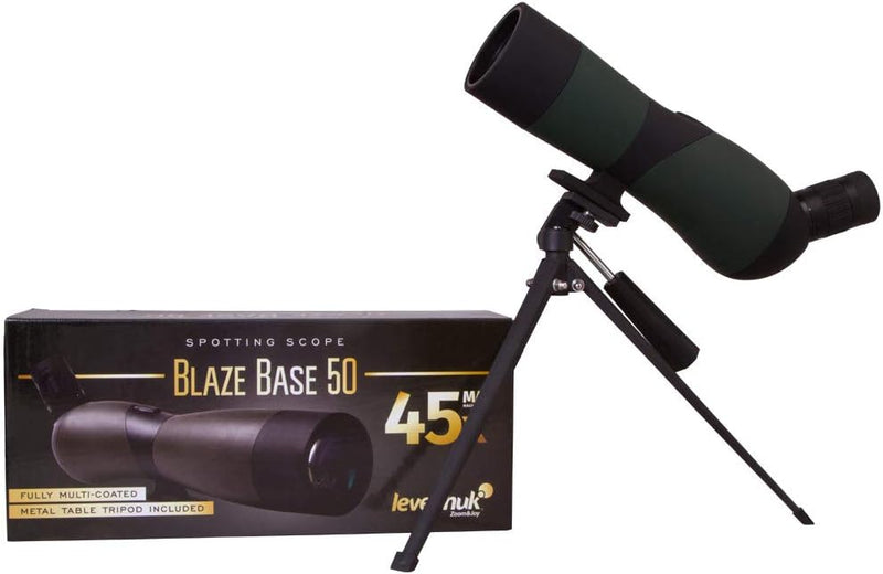 Levenhuk Blaze Base 50 Tragbares Spektiv mit BK-7-Glasoptik, Metall-Tischstativ und Tasche zur Beoba