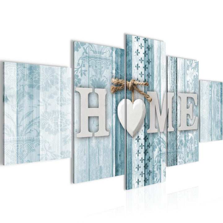 Runa Art Wandbilder Home Holzoptik 5 Teilig Bild auf Vlies Leinwand Deko Wohnzimmer Mit Spruch Grau