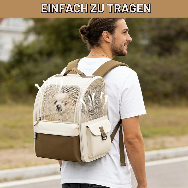 Haustier Rucksack mit Netzfenster,Faltbare HundeRucksack,Belastbarkeit 15kg KatzenRucksack,Wasserdic