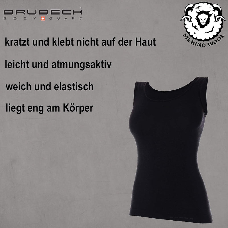 BRUBECK Damen Tank-Top | Ärmellos | Atmungsaktiv | Sport | Funktionsunterhemd | Oberteil | 41% Merin