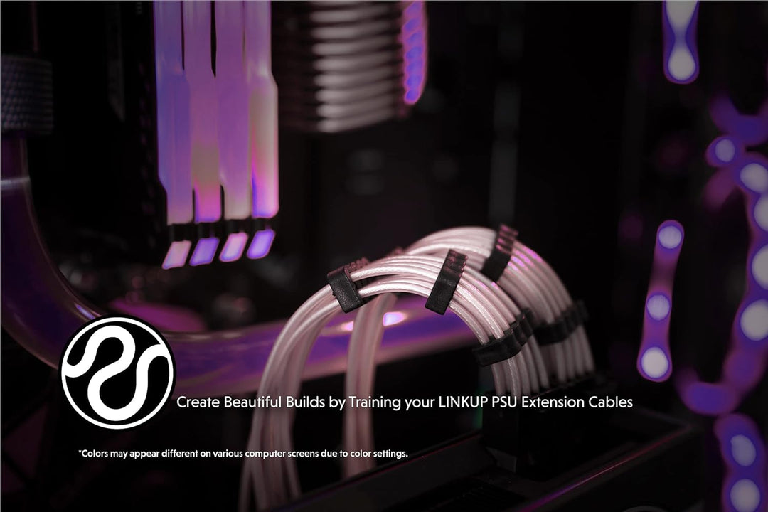 LINKUP - 30cm Netzteilkabelverlängerung 18AWG Sauerstofffreies Kupfer Teflonmantel Custom Mod GPU PC
