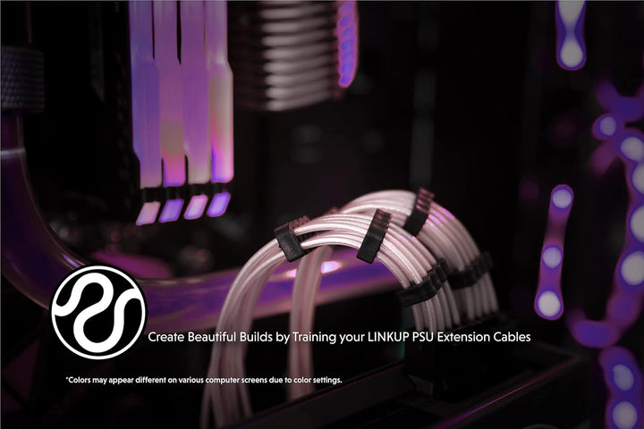 LINKUP - 30cm Netzteilkabelverlängerung 18AWG Sauerstofffreies Kupfer Teflonmantel Custom Mod GPU PC