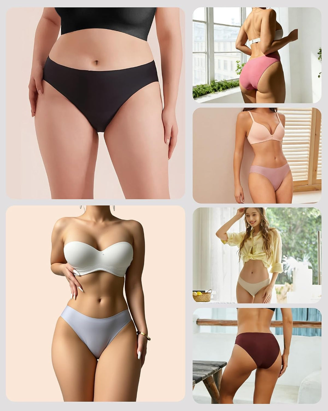 6er Pack Damen Seamless Slips Nahtlo Hipster Unsichtbare Unterhosen Sexy Unterwäsche Bequem Dessous