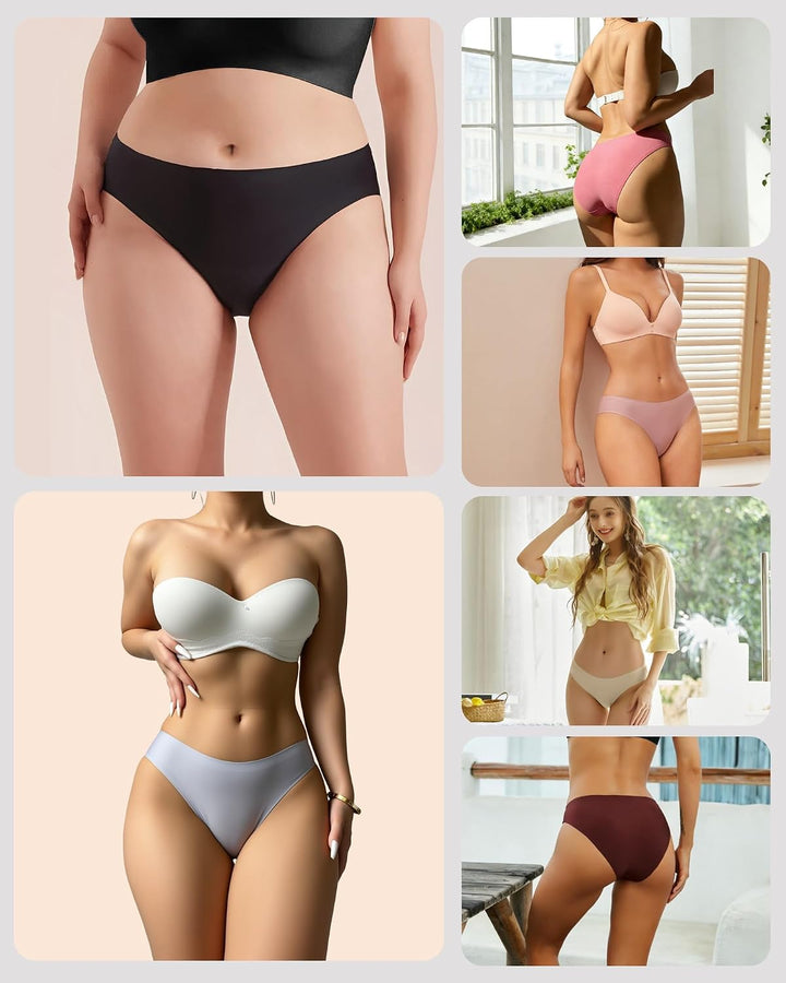 6er Pack Damen Seamless Slips Nahtlo Hipster Unsichtbare Unterhosen Sexy Unterwäsche Bequem Dessous