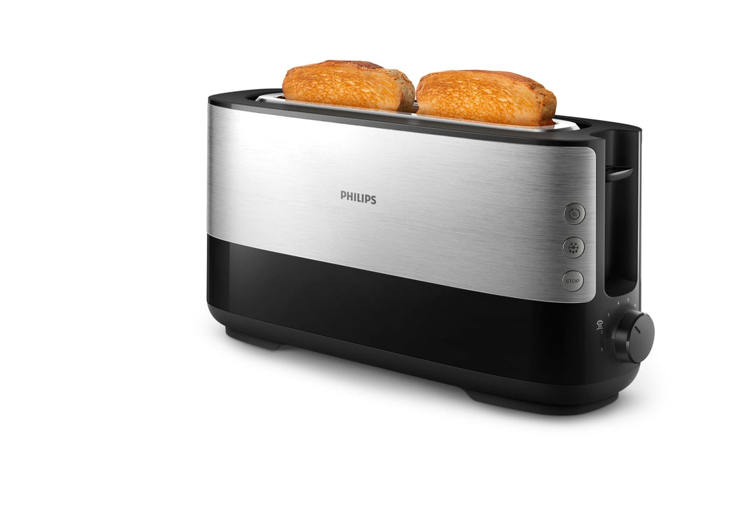 Philips Langschlitztoaster, Edelstahl, Schwarz