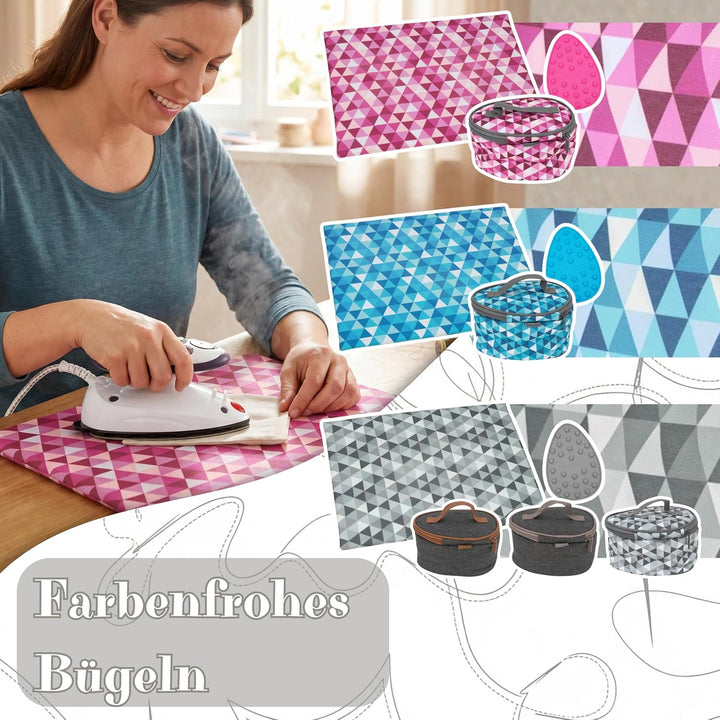 Semplix Bügelset 4-teilig mit Prym Mini-Dampfbügeleisen – Diamond Design mit Bügelunterlage, Silikon