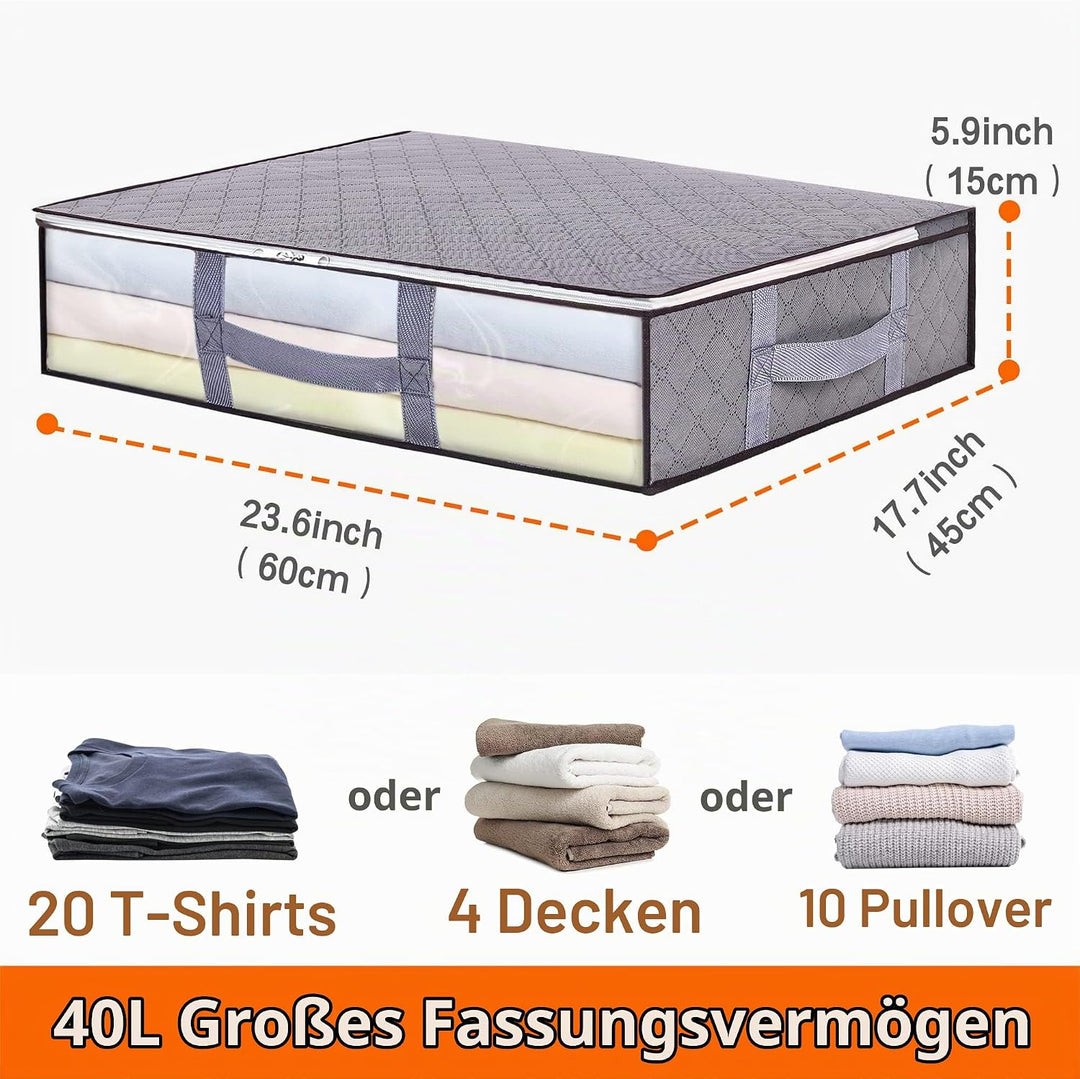Vieshful 4 Pack Unterbettkommoden 40 L Faltbarer Kleiderbeutel Grosse Kapazität Aufbewahrungsbehälte