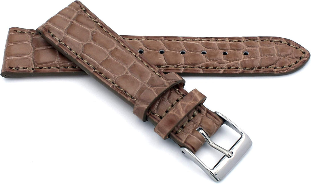 20mm XS Damenlänge Echt Alligator Vintage hangemacht in Deutschland Uhrenarmband Beige