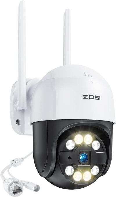 ZOSI 2K Pan/Tilt Überwachungskamera Aussen WLAN, 355°/140° Schwenkbar 3MP IP Kamera mit Plug-in Stro