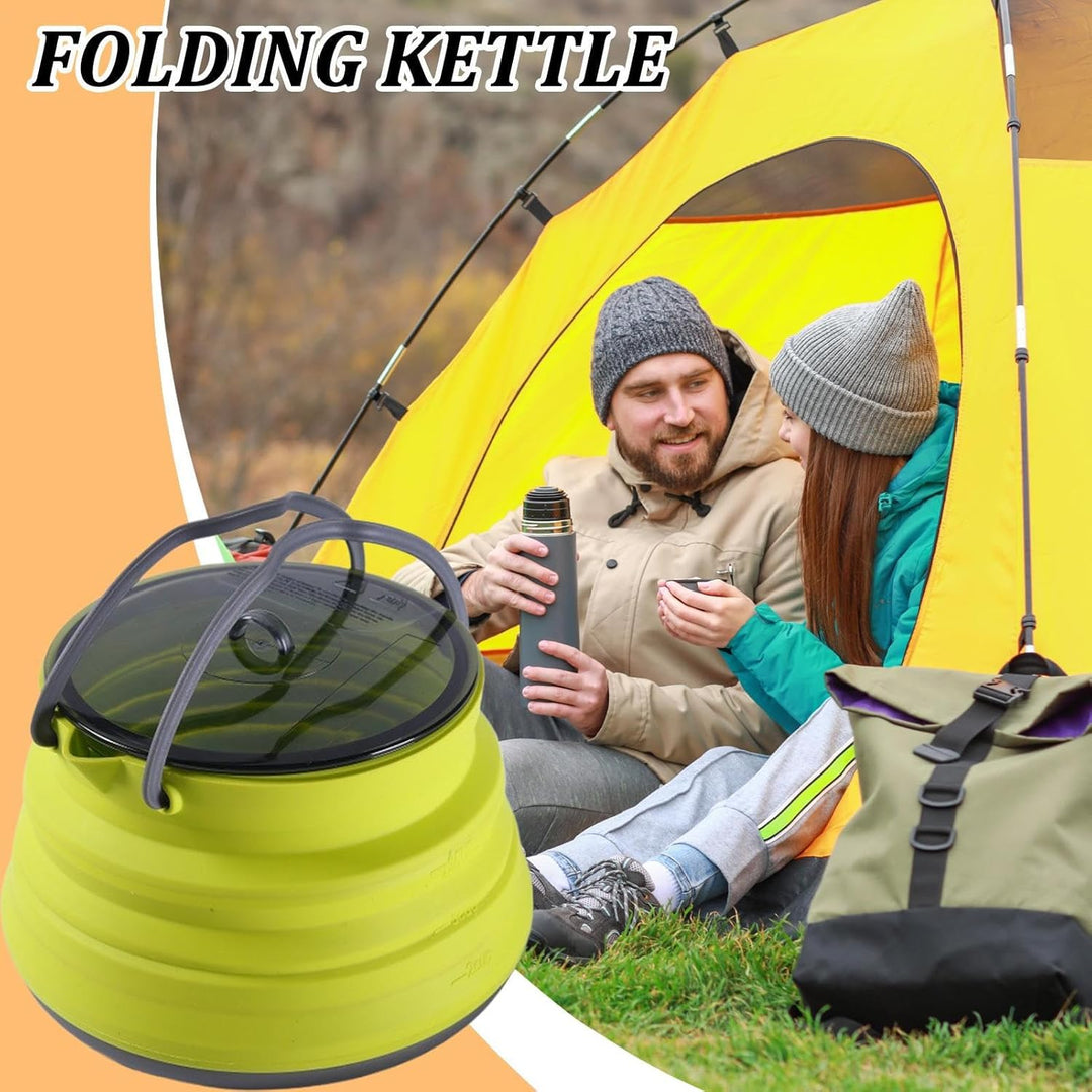Silikon-Camping-Kochtopf, faltbarer Kaffeekessel, 1,5 l Wasserbehälter mit grossem Fassungsvermögen,