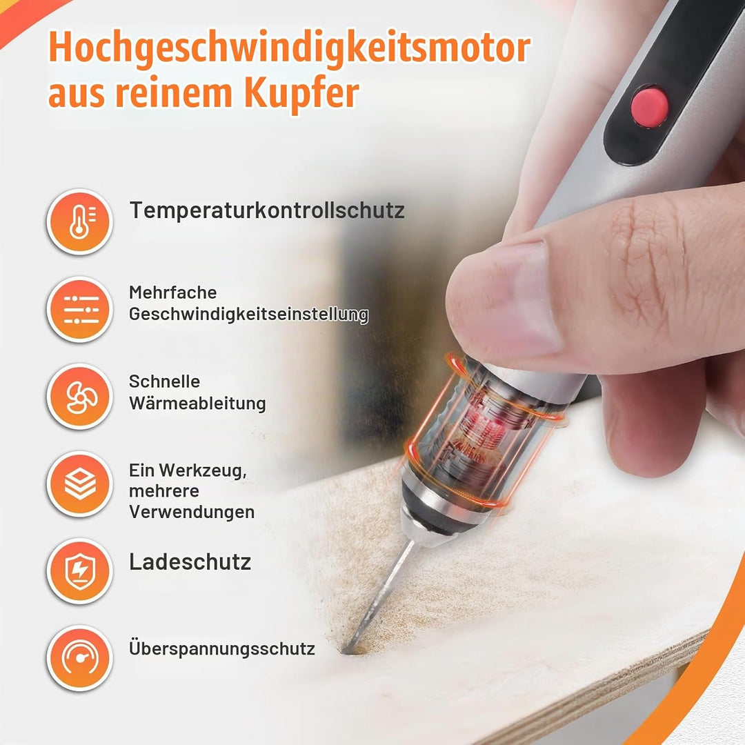 Elektrisches Graviergerät für Glas &amp; Holz, Glasgravur Set zum Gläser Gravieren, Mini Fräser Gravurse
