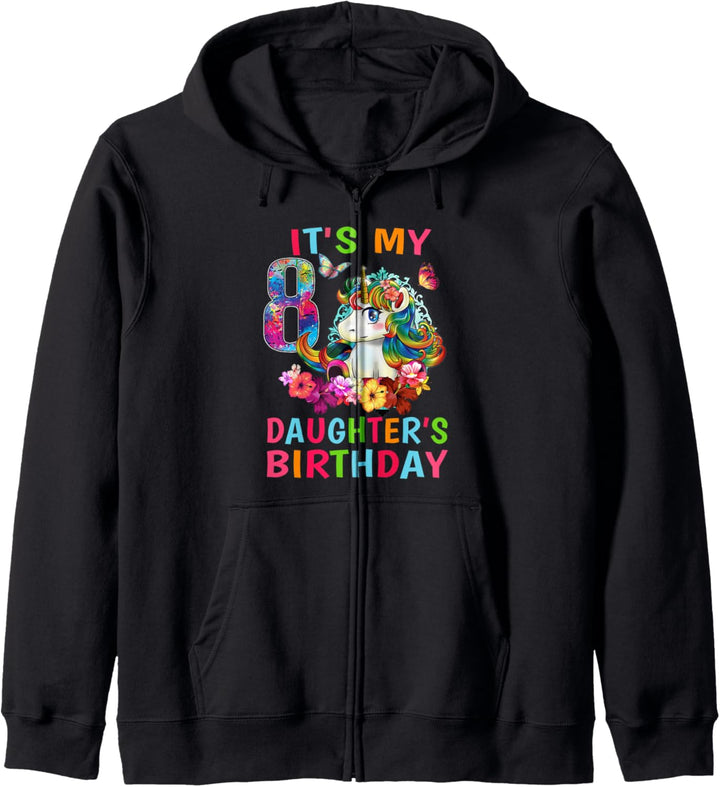 Mom of the Birthday Unicorn Girl My Daughters 8th Birthday Kapuzenjacke
