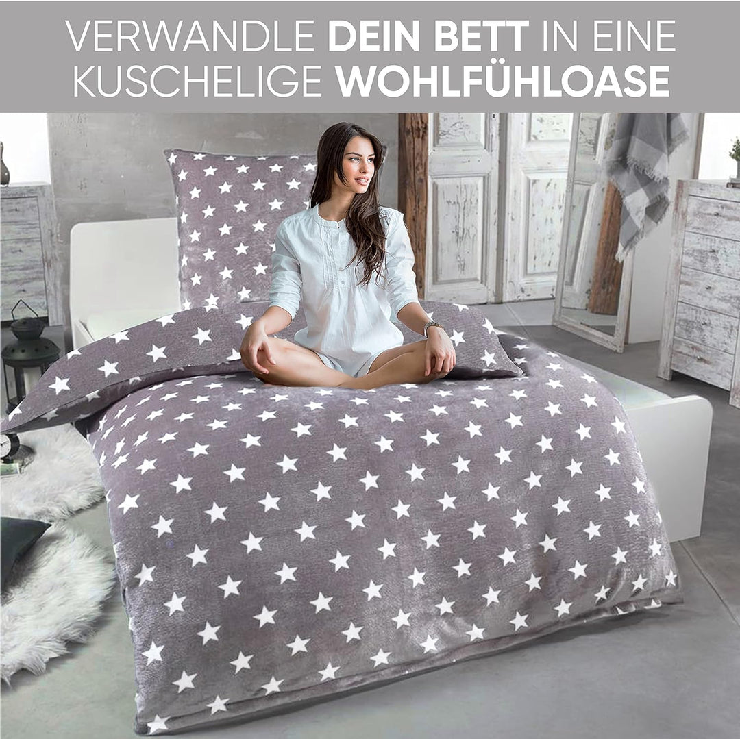Kuscheli® - Winter Plüsch Bettwäsche 155x220 Wendebettwäsche Cashmere Touch Coral Fleece Bettbezug K