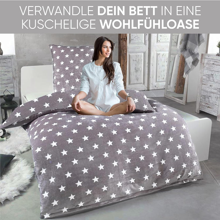 Kuscheli® - Winter Plüsch Bettwäsche 155x220 Wendebettwäsche Cashmere Touch Coral Fleece Bettbezug K