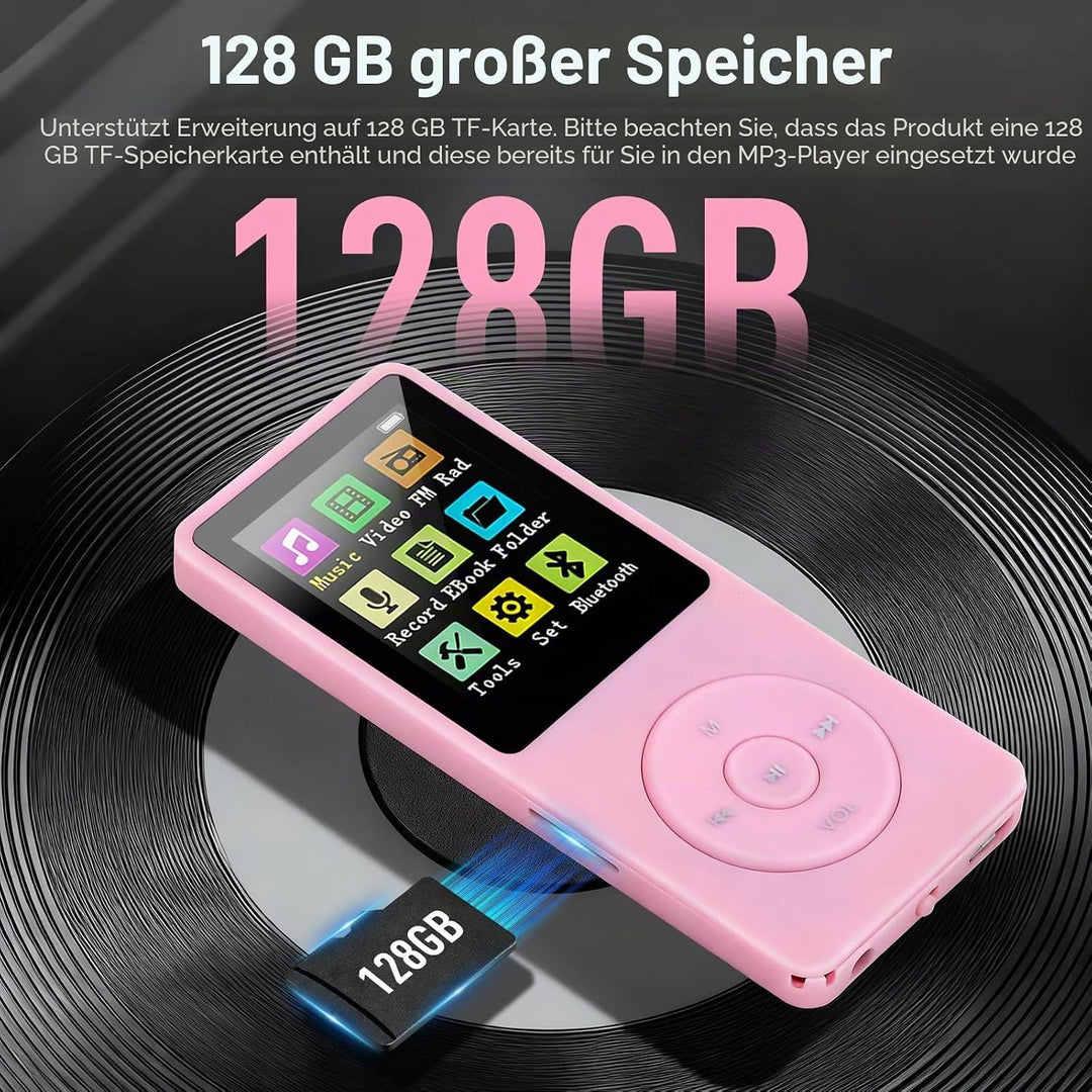 128 GB MP3-Player mit Bluetooth 5.0, COVVY Tragbarer digitaler Musikplayer mit integriertem HD-Lauts