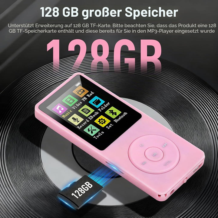 128 GB MP3-Player mit Bluetooth 5.0, COVVY Tragbarer digitaler Musikplayer mit integriertem HD-Lauts