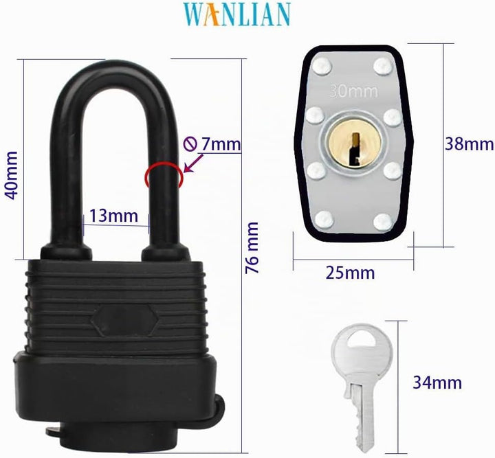 YUEHUA 4 Stück wasserdichtes Vorhängeschloss für den Aussenbereich, 40 mm, Sicherheitsschloss Vorhän