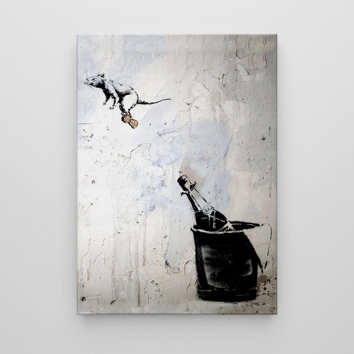 Giallobus - Gemälde - Banksy - - Standardleinwand - 70x100-14 - Maus auf dem Flaschenverschluss - Be