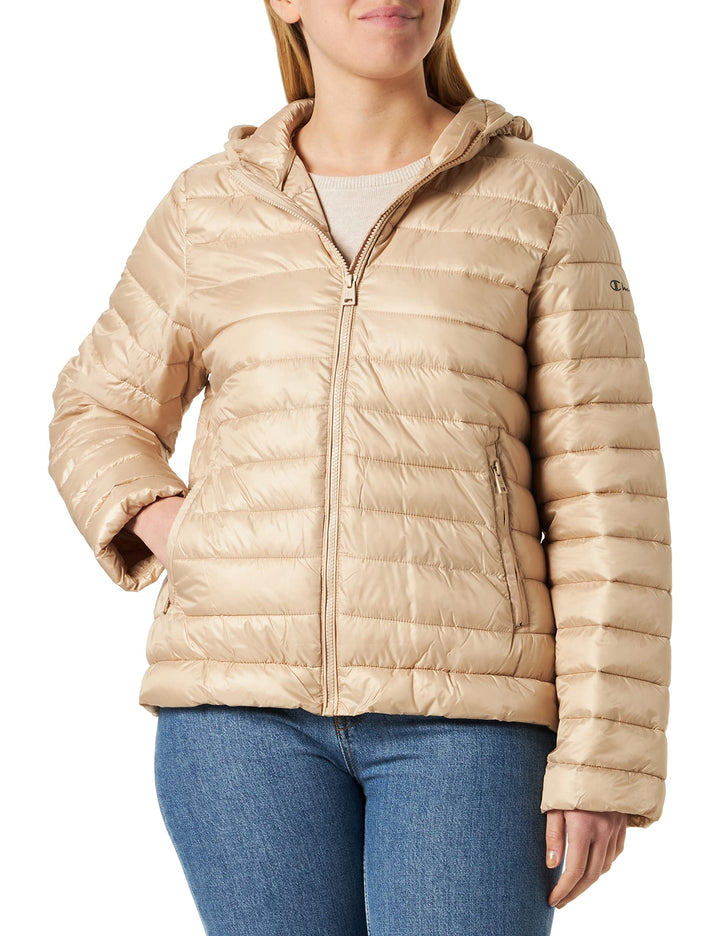 Champion Damen Legacy Outdoor Small Logo Hooded Wattierte Jacke S Braun Taupe, S Braun Taupe