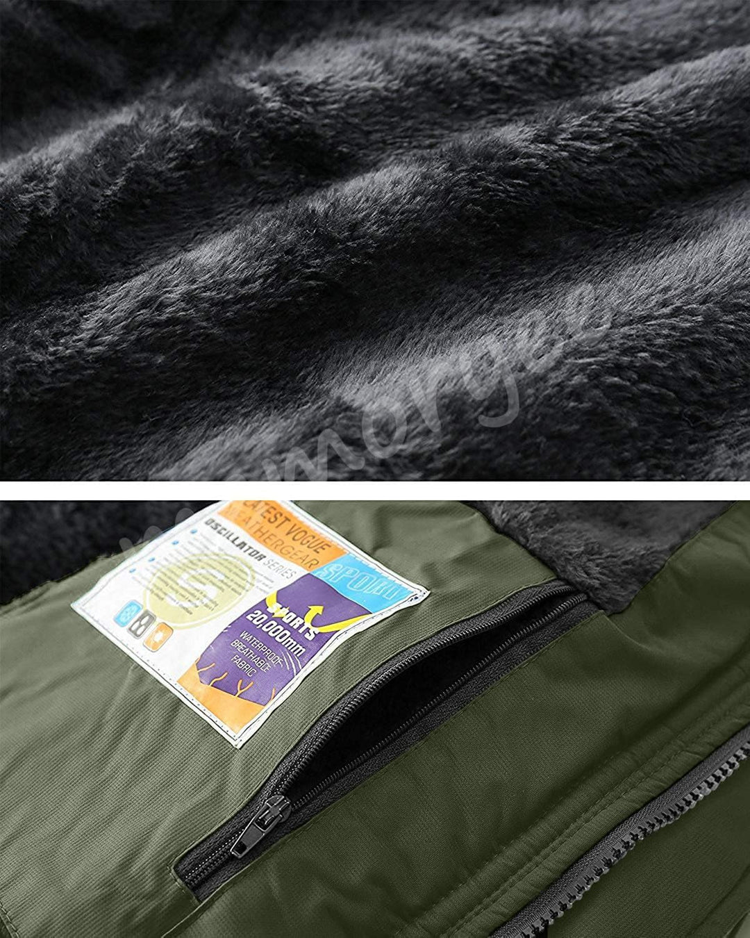 Memoryee Herren Ski Jacke Warmer Gefüttert Winter Fleece Mantel Wasserdichter mit Abnehmbarer Kapuze