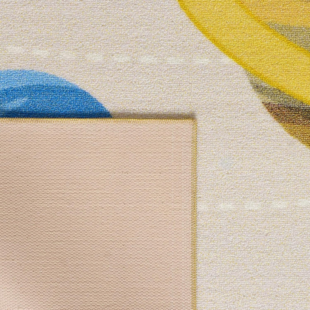 HomebyHome Teppich Kinderzimmer Planeten Muster Jungen-Mädchen Kinderteppich Beige Babyzimmer Teppic