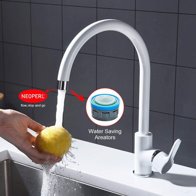 Ibergrif Square - Einhebel Küchenarmatur, Hoch Wasserhahn für Bad mit Auslauf Höhe 271 mm, Weiss, Kü