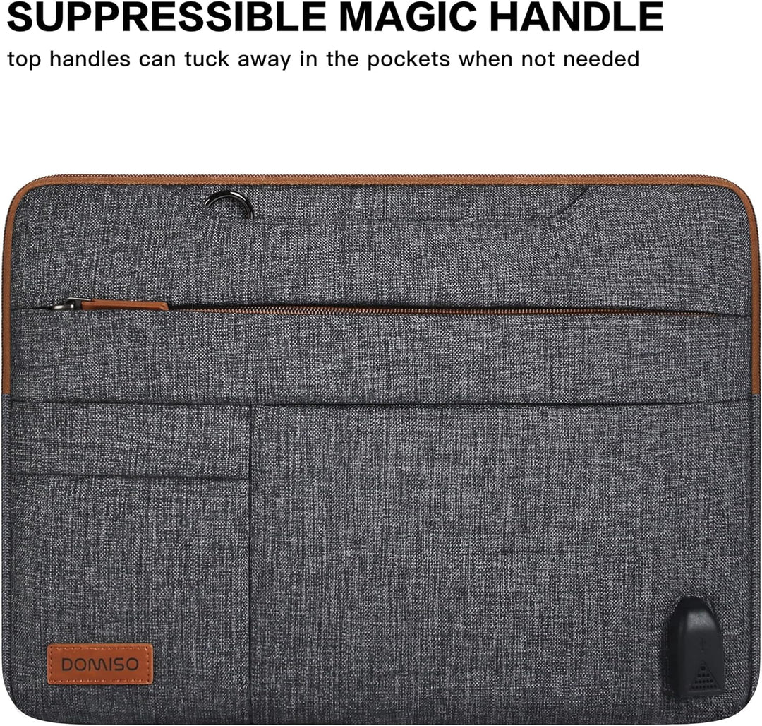 DOMISO 17 Zoll Wasserdicht Laptop Tasche Tragetasche Schultertasche Aktentasche mit USB Ladeanschlus