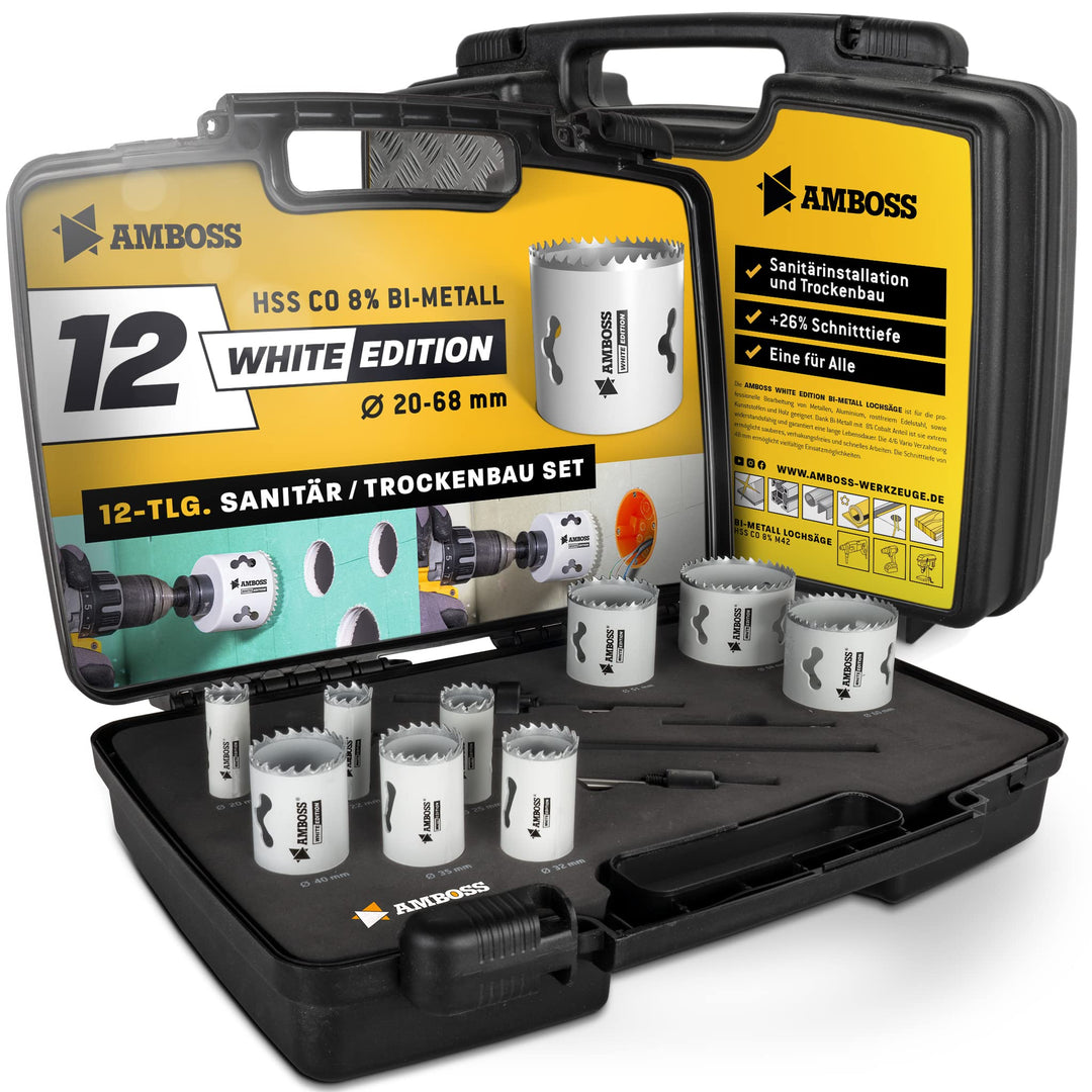 Amboss M 42 Bi-Metall Lochsägen Set Ø 20-68 mm (12-teilig) / Für Aluminium, Stahl, Gipskarton, Holz