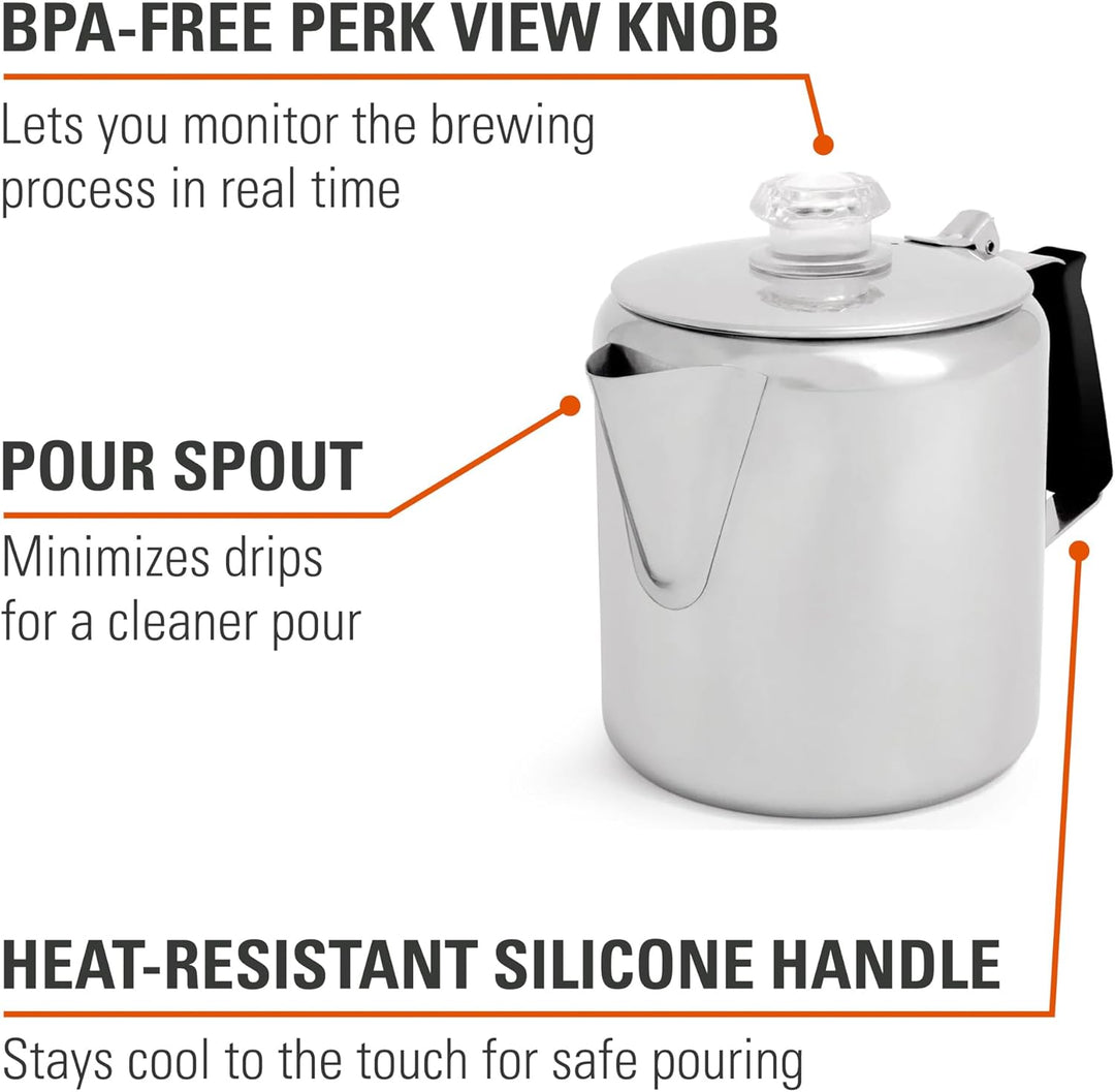 GSI Outdoors Glacier Kaffeekanne aus Edelstahl mit Silikongriff 6 Tassen, 6 Tassen