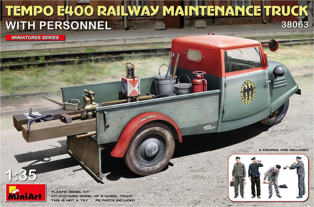 Mini Art 38063 1:35 Tempo E400 Bahndiesnstwagen (4)-originalgetreue Nachbildung, Modellbau, Plastik