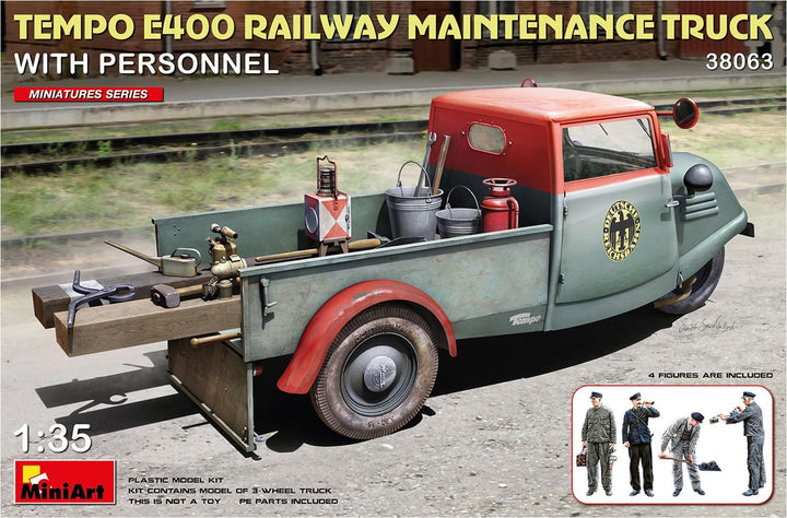 Mini Art 38063 1:35 Tempo E400 Bahndiesnstwagen (4)-originalgetreue Nachbildung, Modellbau, Plastik