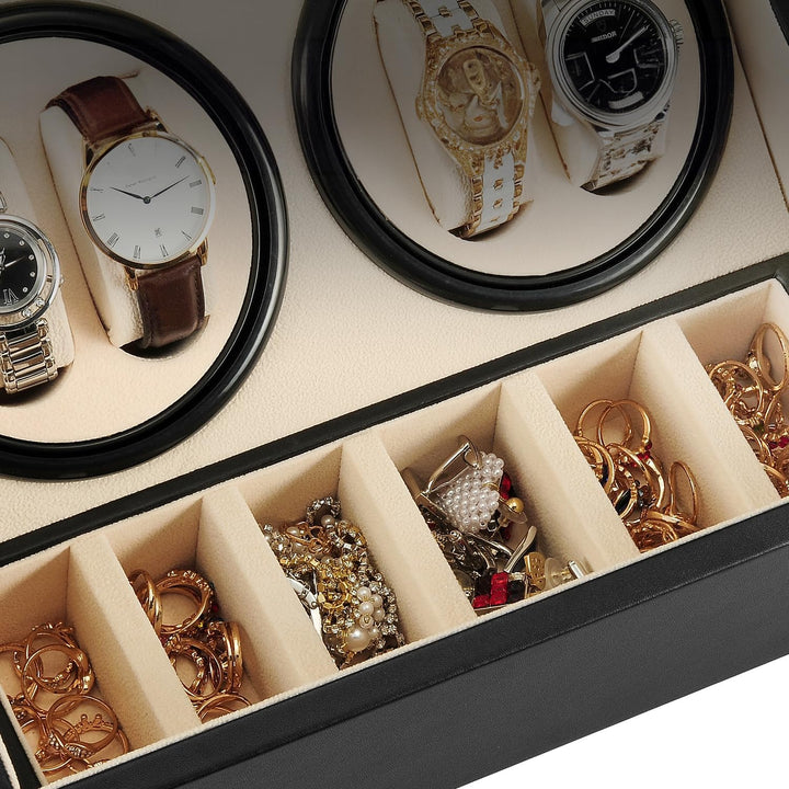Automatische Uhrenbeweger Box,luxuriöser Uhrenbeweger,Uhrengehäuse mit leisem Mabuchi Motor,PU-Leder