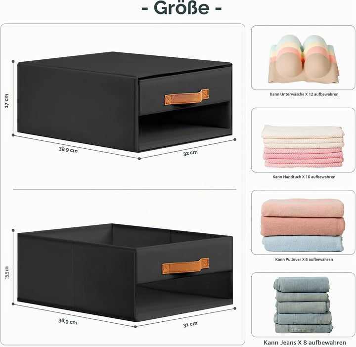 DIMJ Schubladen Ordnungssystem Schubladenboxen - Aufbewahrungsbox Faltboxen mit Fenster Organizer Sc