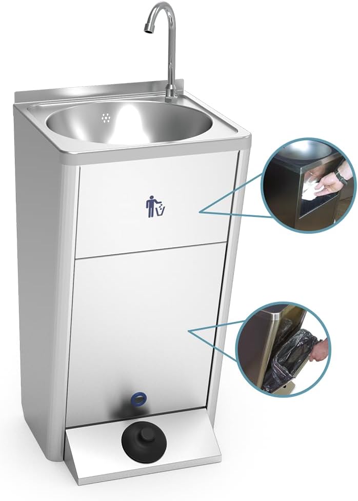 Mobiles Handwaschbecken aus Edelstahl