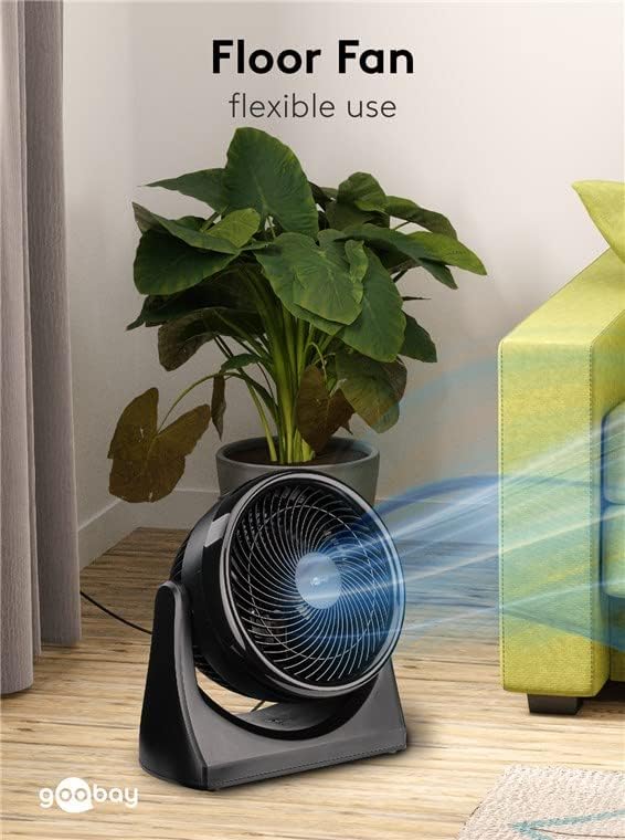 goobay 59516 Leistungsstarker Bodenventilator Ø 23 cm (9 Zoll) / Schwenkbare Oszillation / 30W Elekt