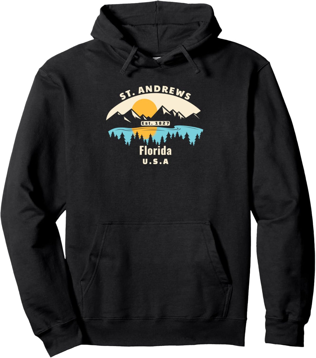 St. Andrews Florida Souvenir Berg Sonnenuntergang Fluss Pullover Hoodie