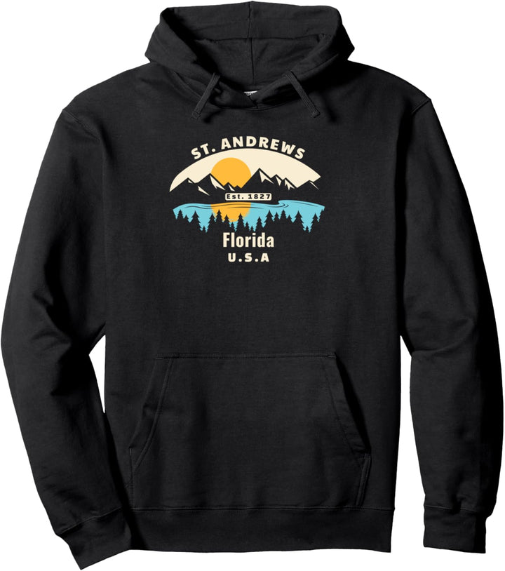 St. Andrews Florida Souvenir Berg Sonnenuntergang Fluss Pullover Hoodie