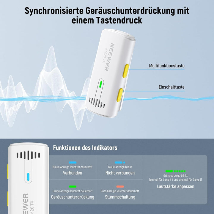 NEEWER Wireless Lavalier Mikrofon System für iPhone USB C Mini Clip auf Revers Mic mit 2X Sender/4x