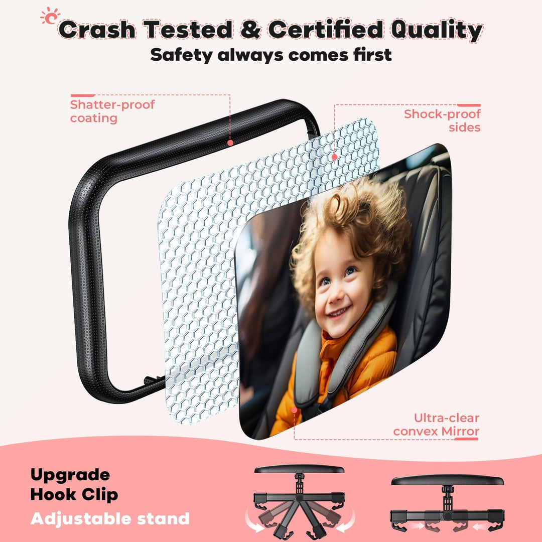 Autospiegel Baby Rücksitz Spiegel Rückbank: Spiegel Auto Baby Rückbank mit Haken Clip, 100% Bruchsic