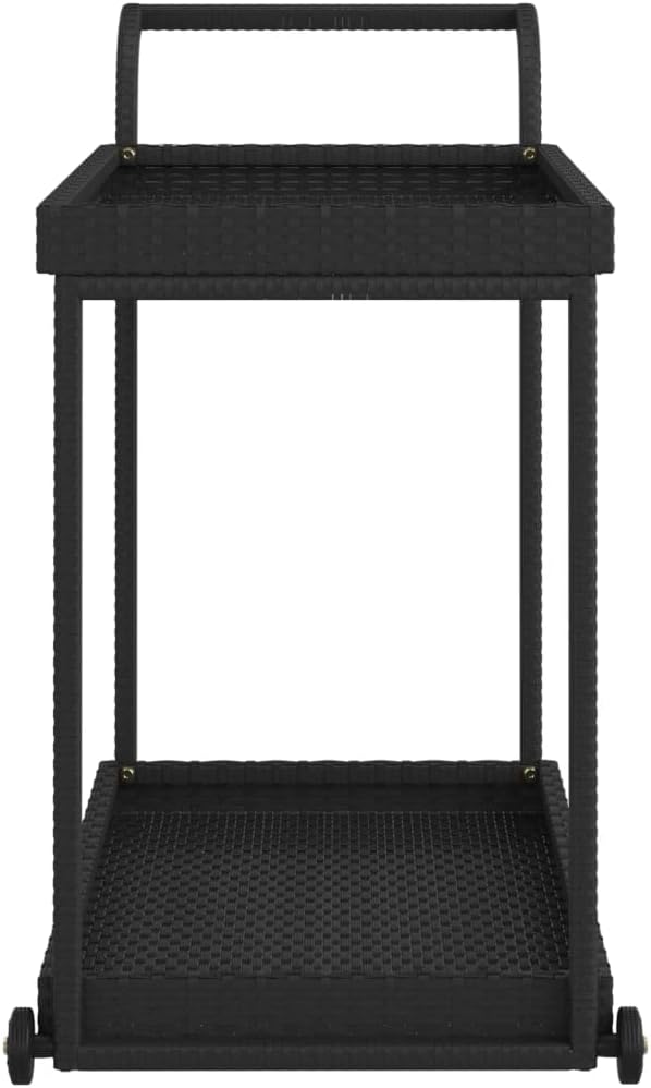 INLIFE Barwagen Schwarz 100x45x83 cm Poly Rattan